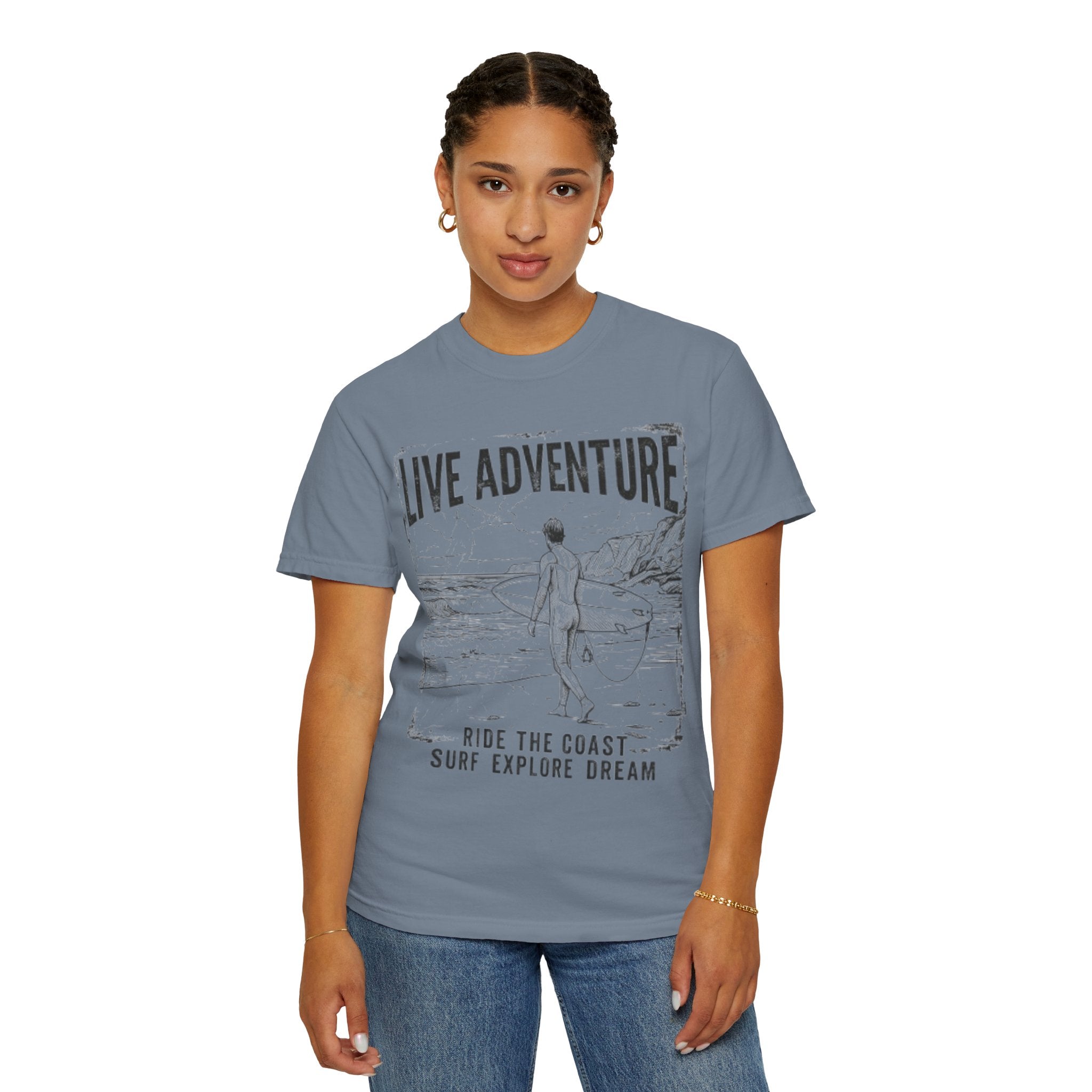 "Live Adventure - Surf" Unisex Garment-Dyed Tee