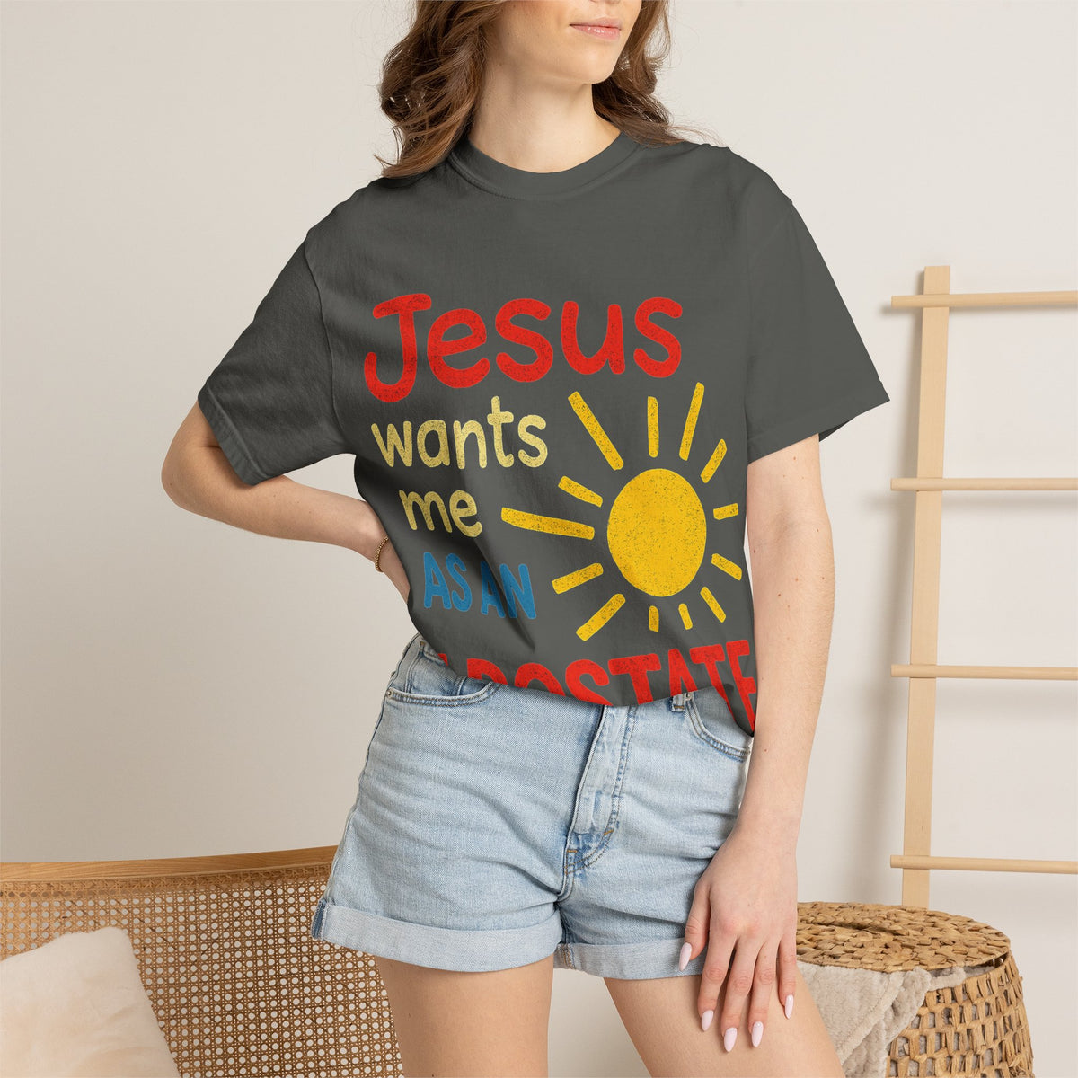 Color: Pepper | Jesus Wants Me As An Apostate Unisex Garment-Dyed T-shirt