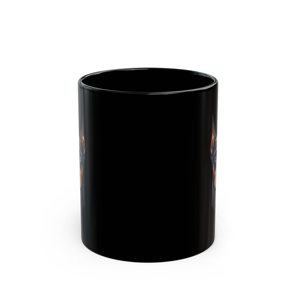 "Doberman Defender" Black Ceramic Mug — Graphic