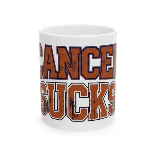 "Cancer Sucks" White Ceramic Mug