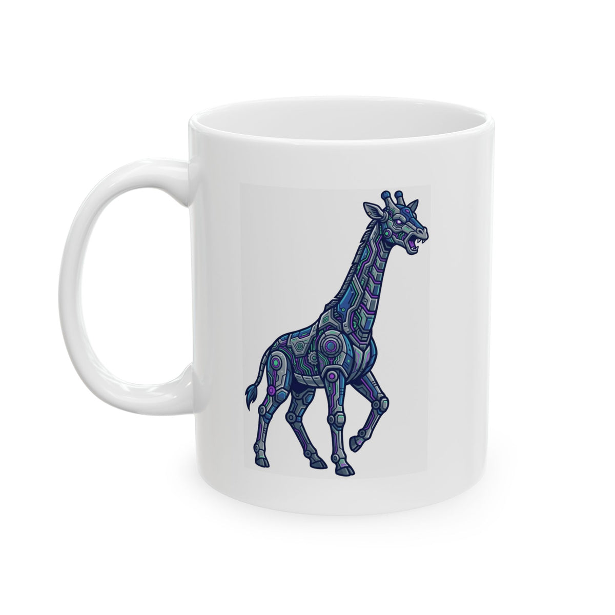 "Cyber Giraffe" White Ceramic Mug