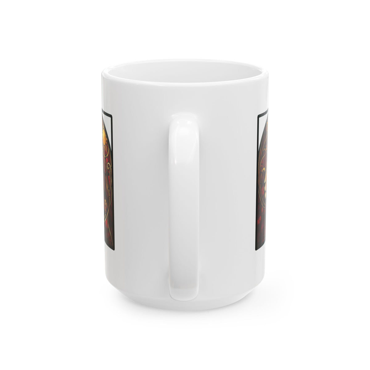 "Stained Glass Sign LEO" White Ceramic Mug — Graphic