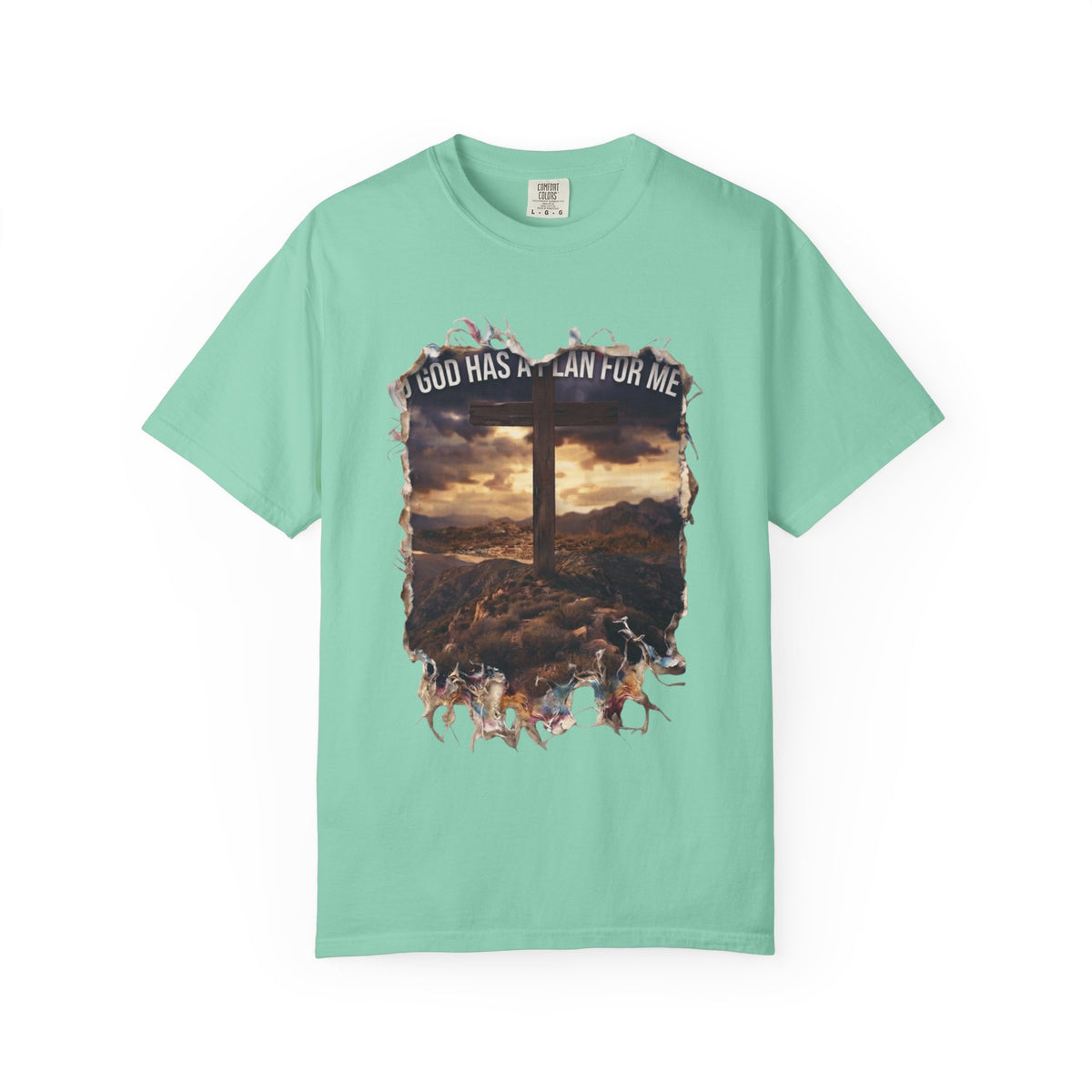 "God Has A Plan For Me" Unisex Garment-Dyed Tee