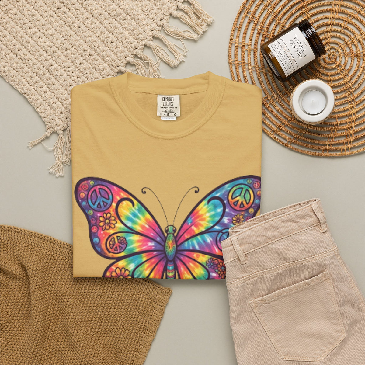 "Hippy Butterfly" Unisex Garment-Dyed Tee