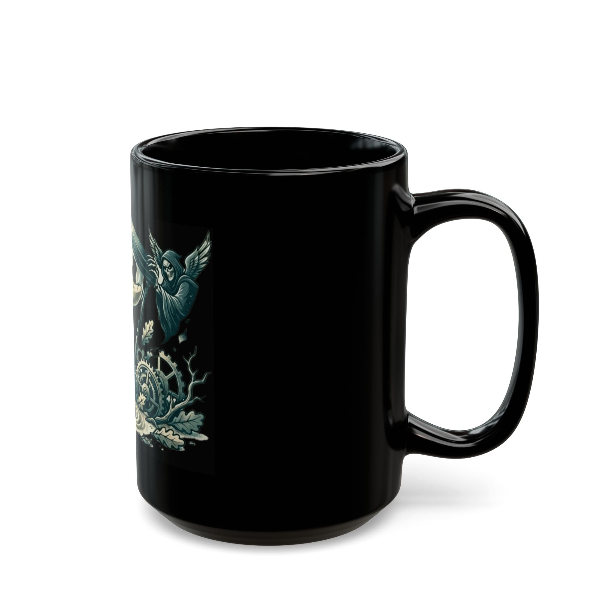 "Time is a Thief" Black Ceramic Mug — Graphic