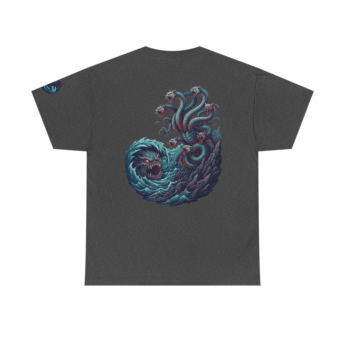 Color: Dark Heather | Charybdis and Scylla (Greek Mythology) Premium Graphic Tee