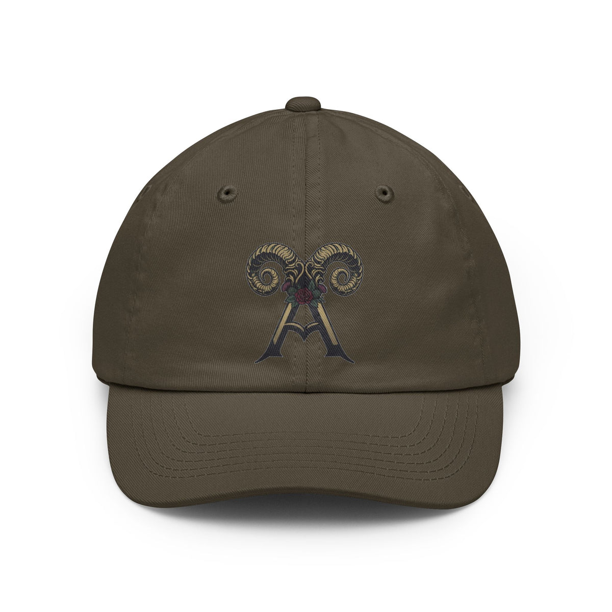 Color: Olive | Floral Monogram Aries Dad Hat — Graphic