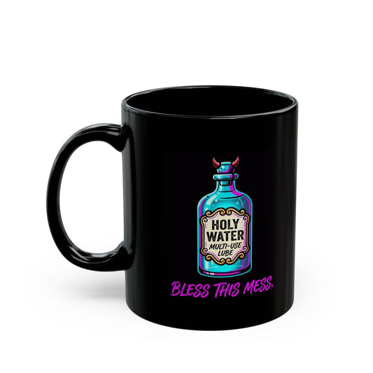 "Holy Lube" Black Ceramic Mug