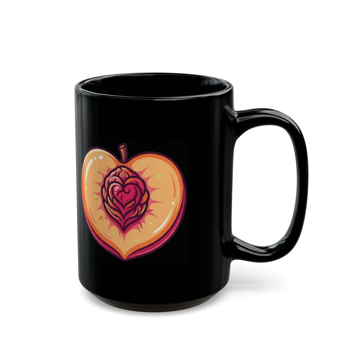 "Warm Sweet Juicy" Black Ceramic Mug — Graphic