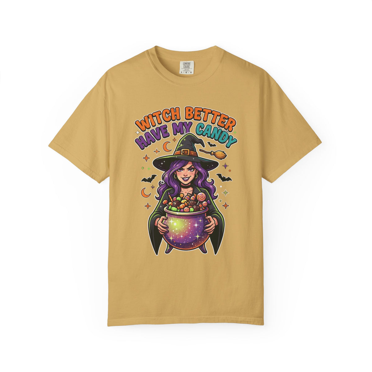 Color: Mustard | Witch Better Have My Candy Unisex Garment-Dyed Tee