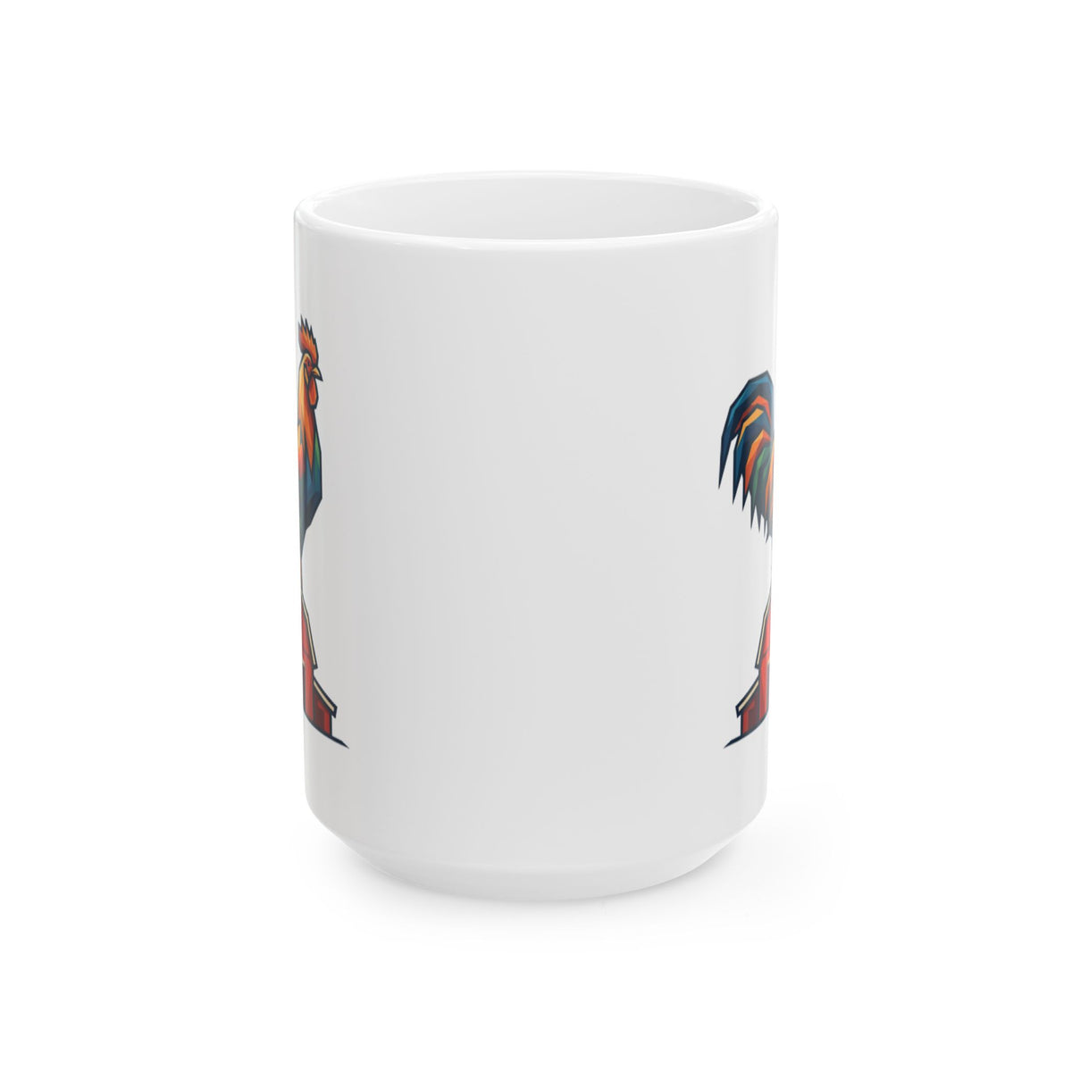 "Barnyard Rooster" White Ceramic Mug