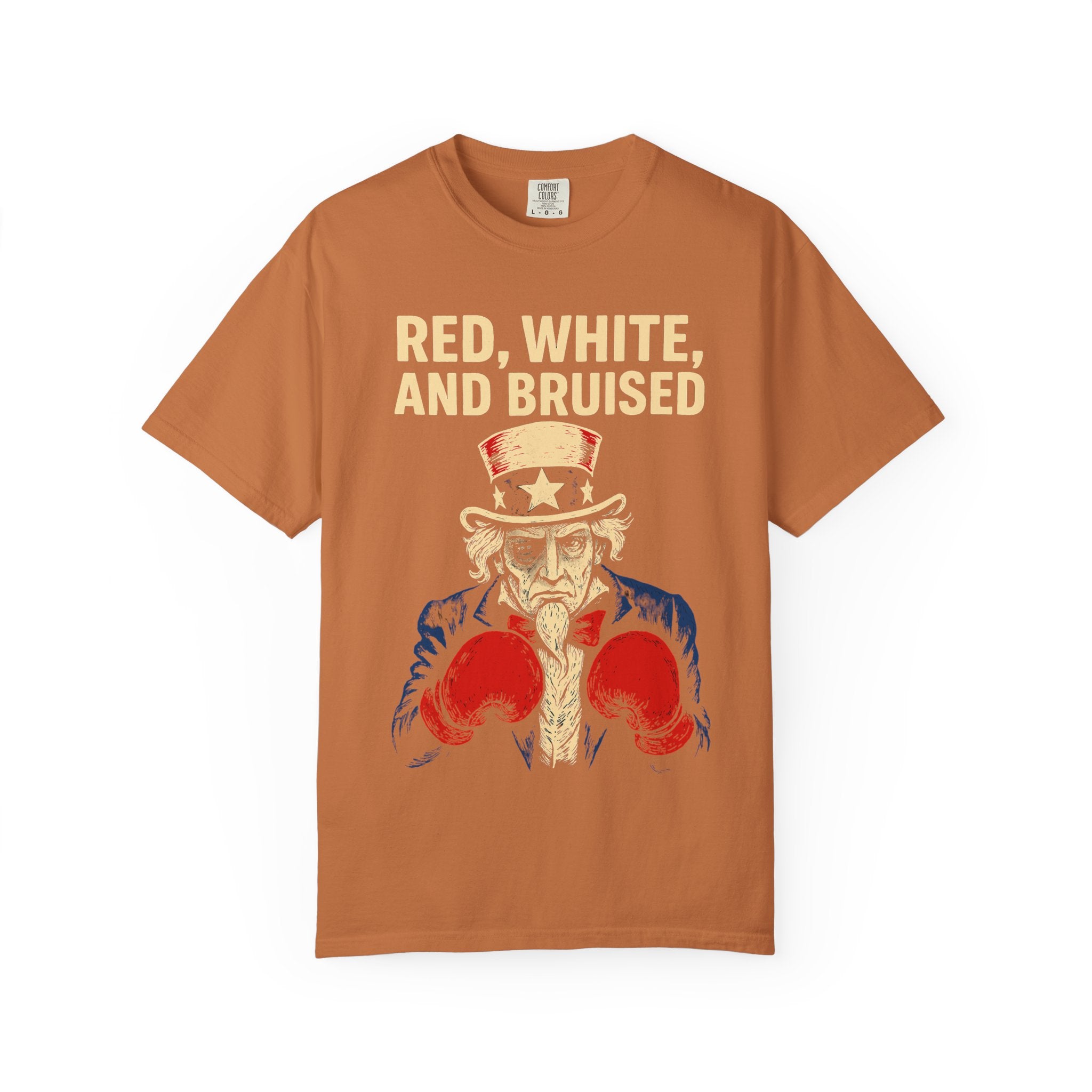 "RED, WHITE, AND BRUISED" Unisex Garment-Dyed T-shirt