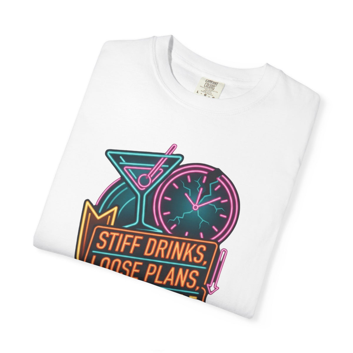 "Stiff Drinks Loose Plans" Unisex Garment-Dyed Tee