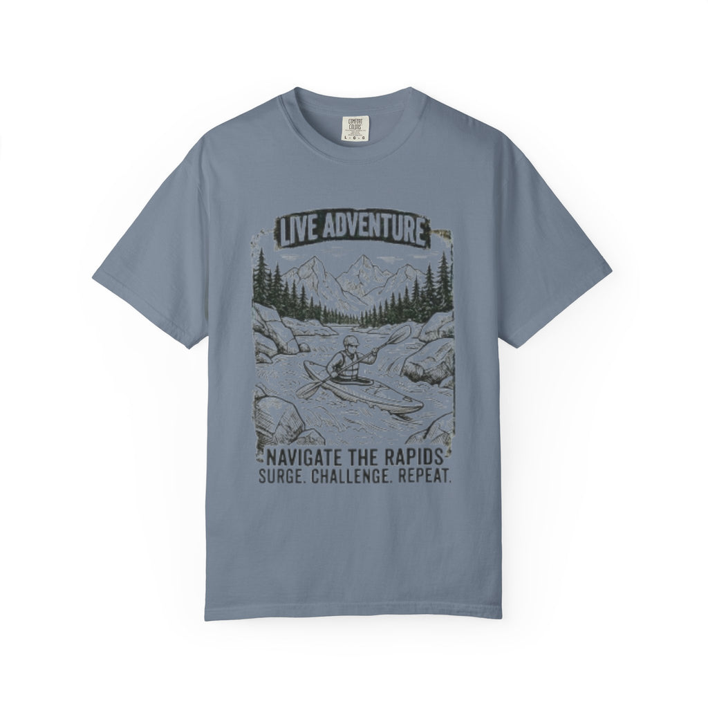 "Live Adventure - Kayak" Unisex Garment-Dyed Tee
