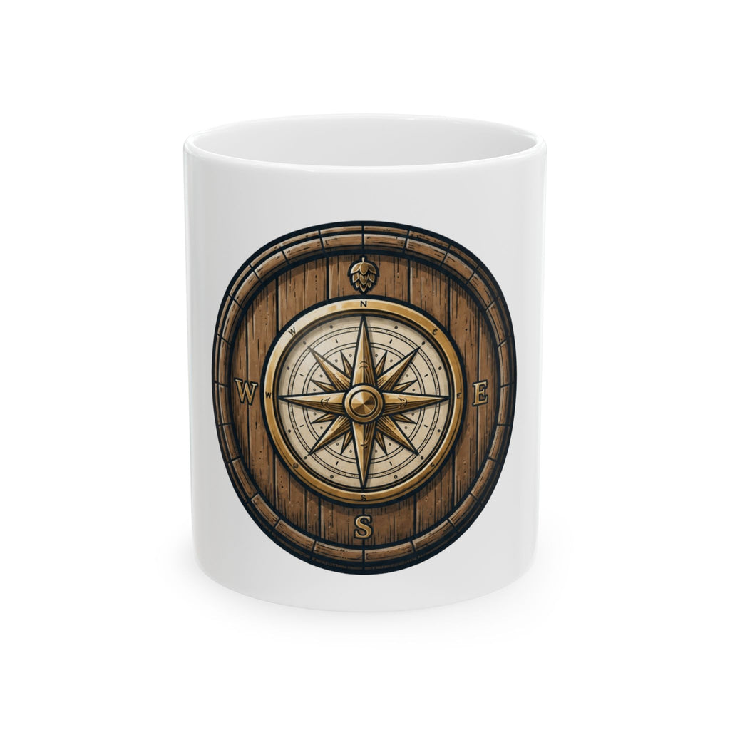 "Barrel & Compass Brewing" White Ceramic Mug — Graphic