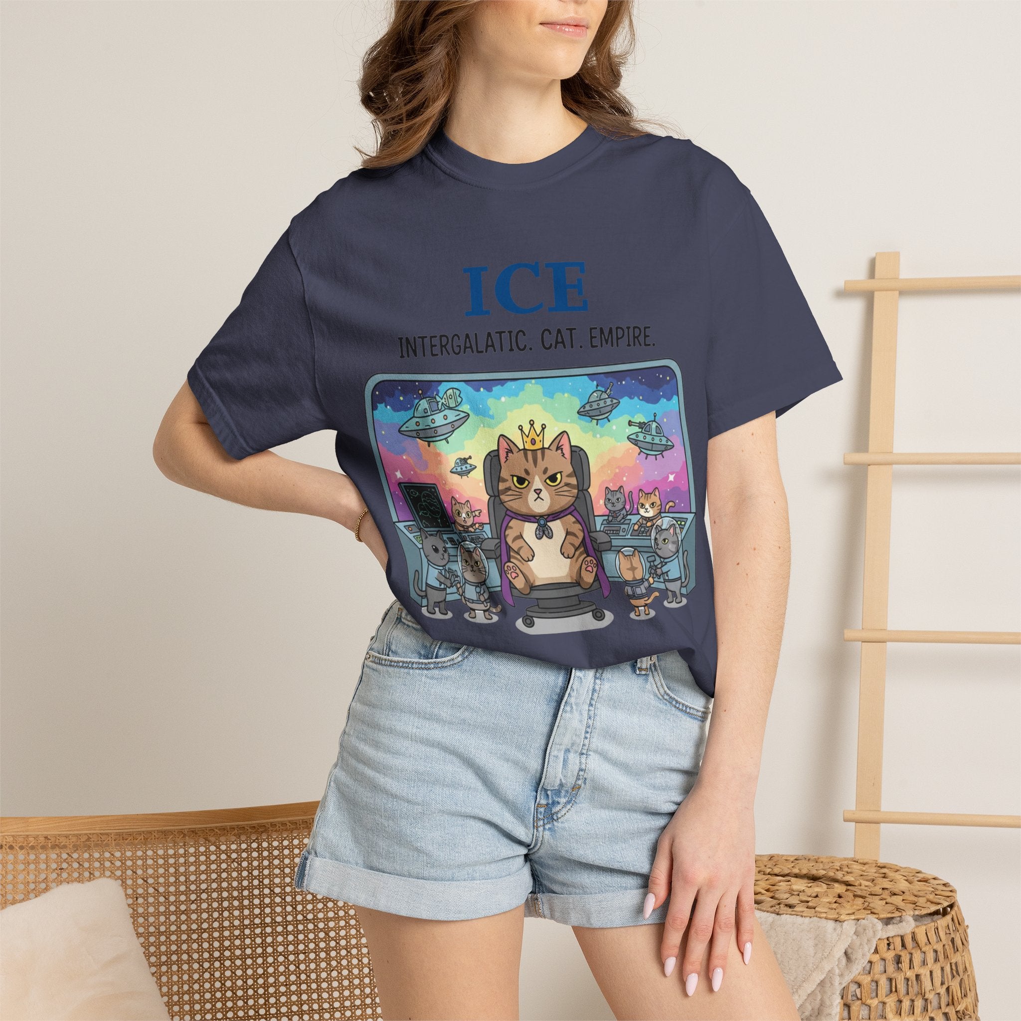 "ICE (Intergalactic Cat Empire)" Unisex Garment-Dyed T-shirt