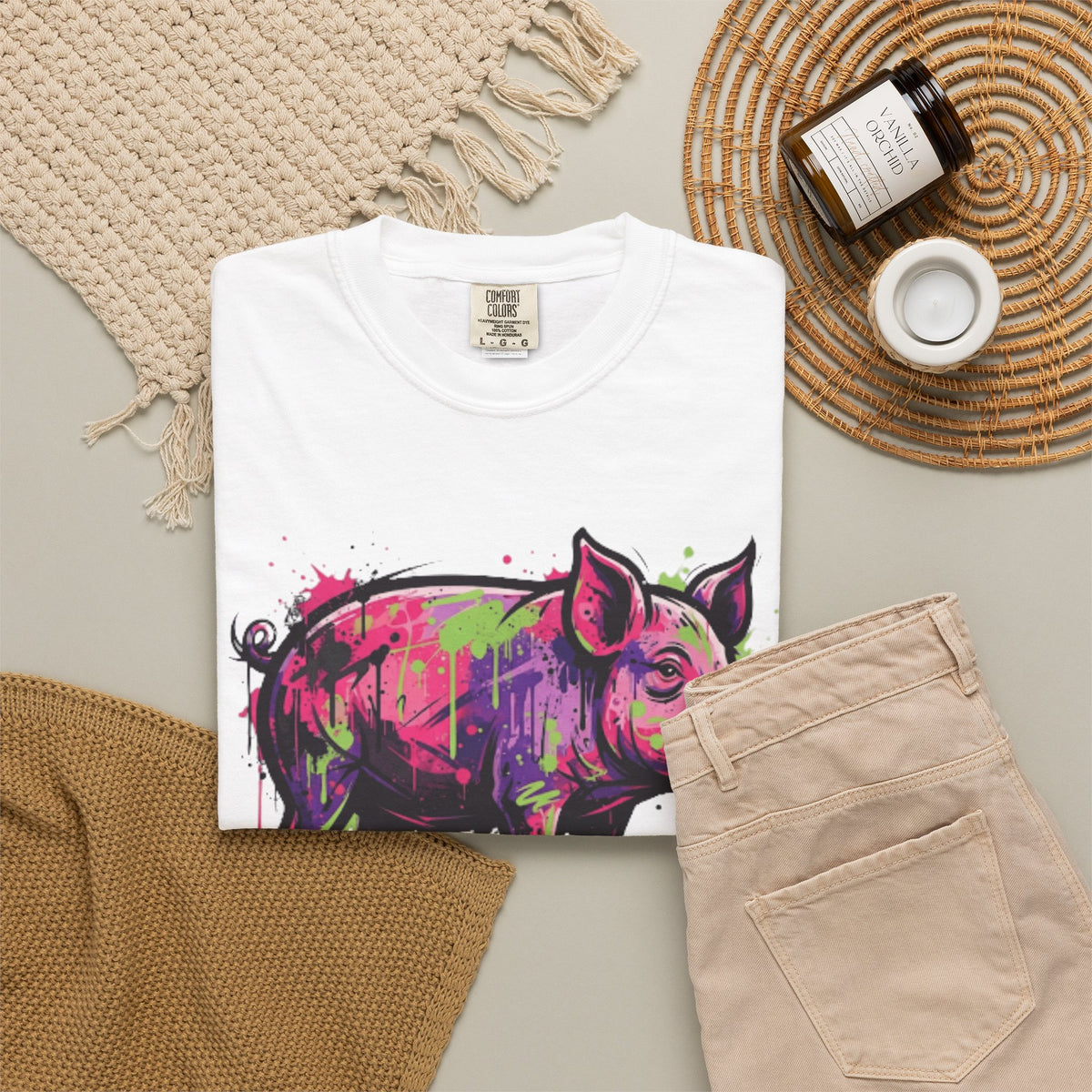 Barnyard Pig Unisex Garment-Dyed Tee