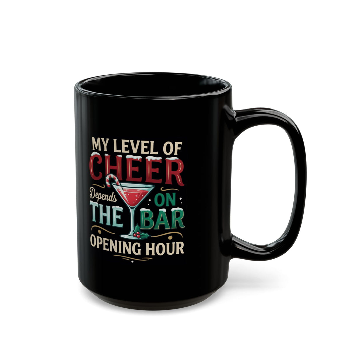 "Christmas Cheer" Black Ceramic Mug