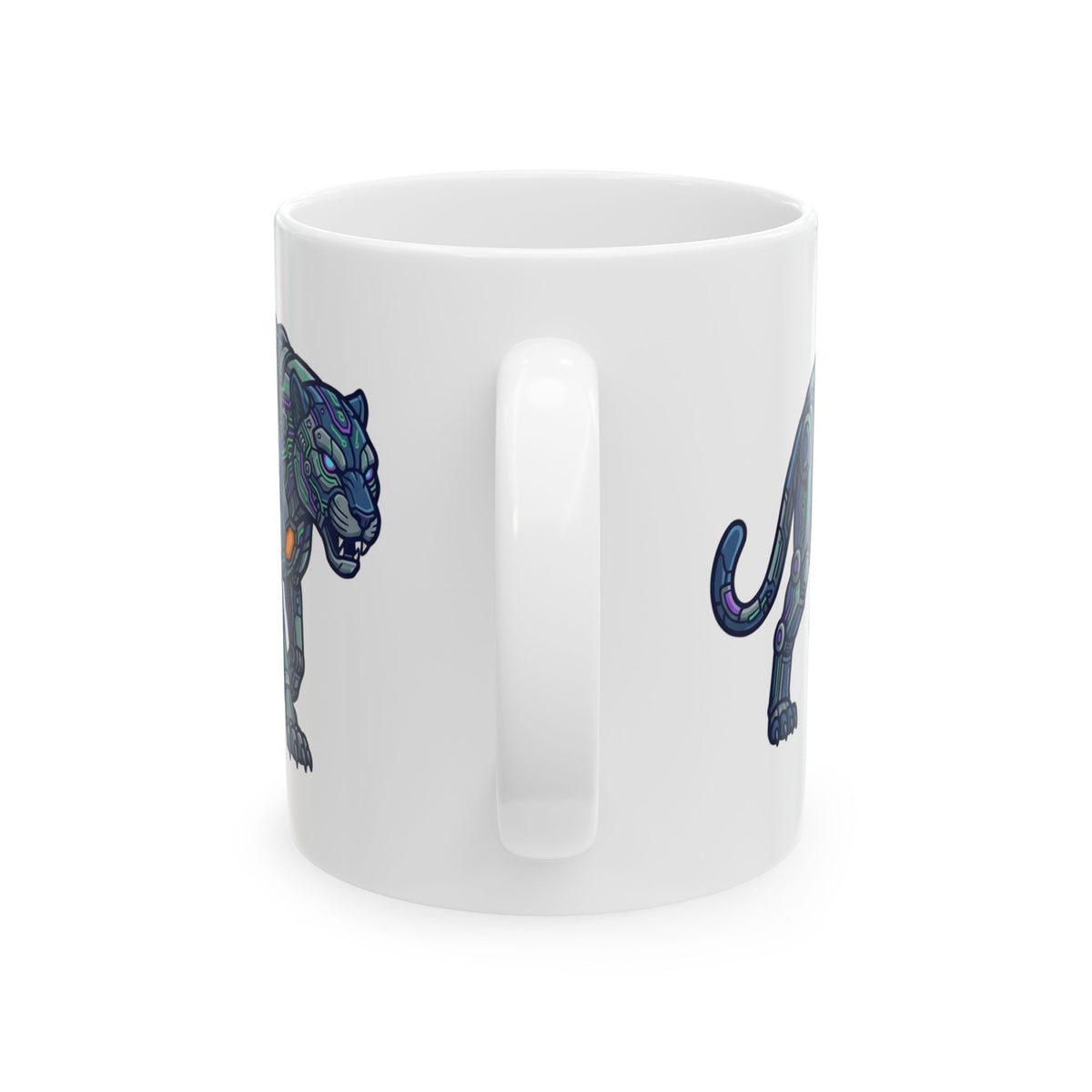 "Cyber Panther" White Ceramic Mug