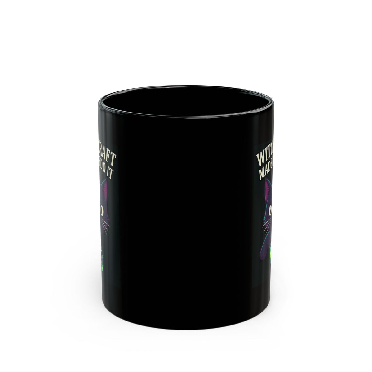 "Witchcraft Made Me Do It" Black Ceramic Mug — Graphic