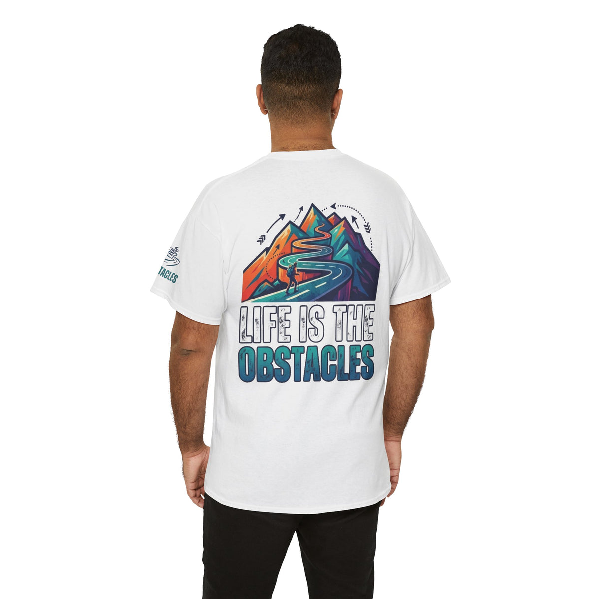 Color: White | Life Is The Obstacles Premium Graphic Tee