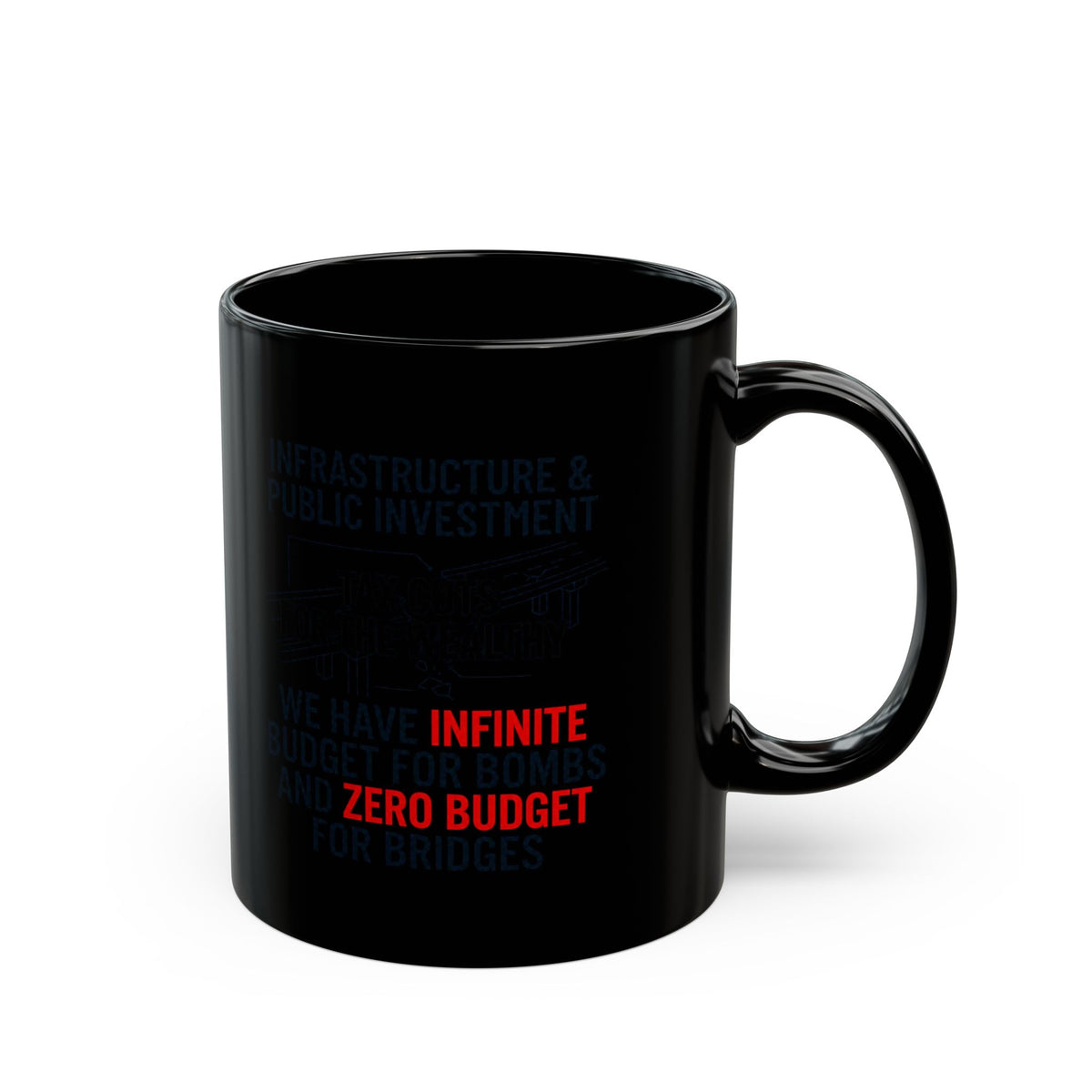 "Protest Series - Fix The Roads" Black Ceramic Mug
