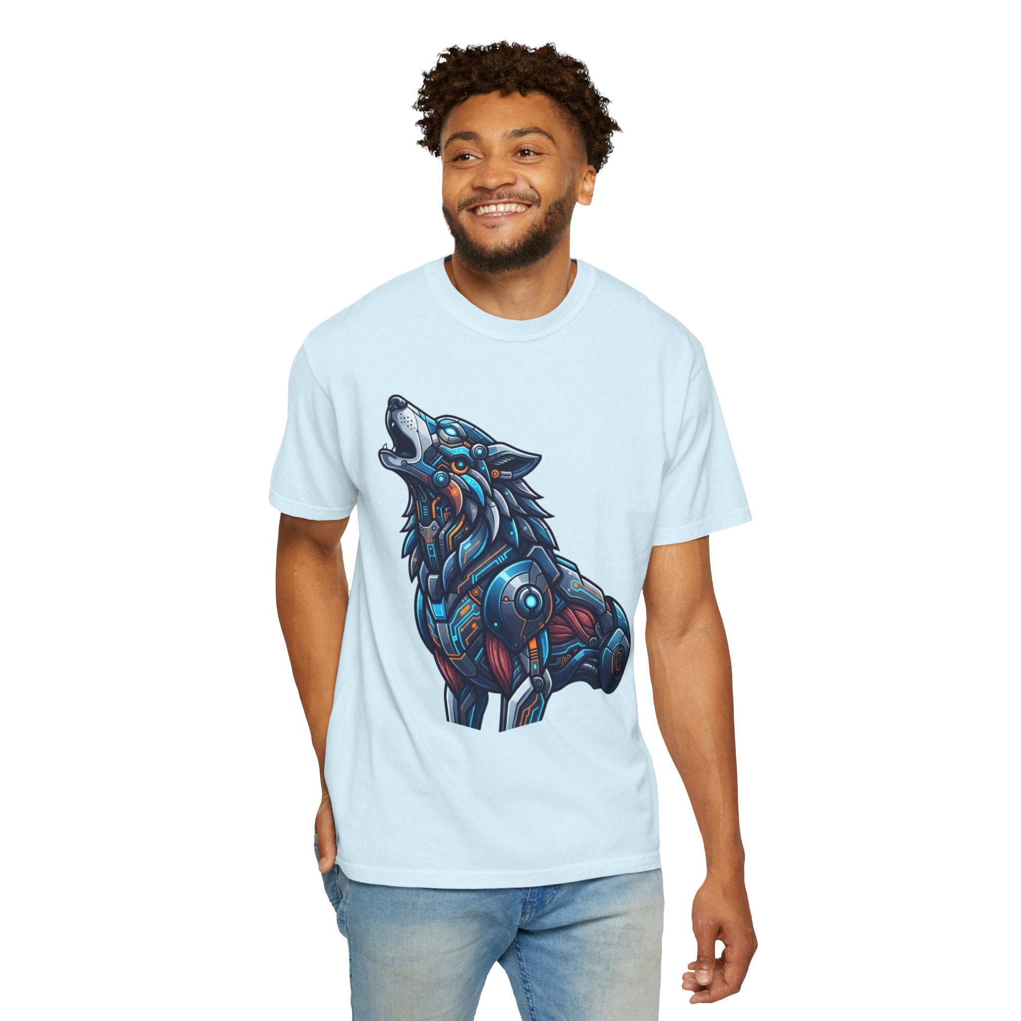 "Cyber Wolf" Unisex Garment-Dyed Tee