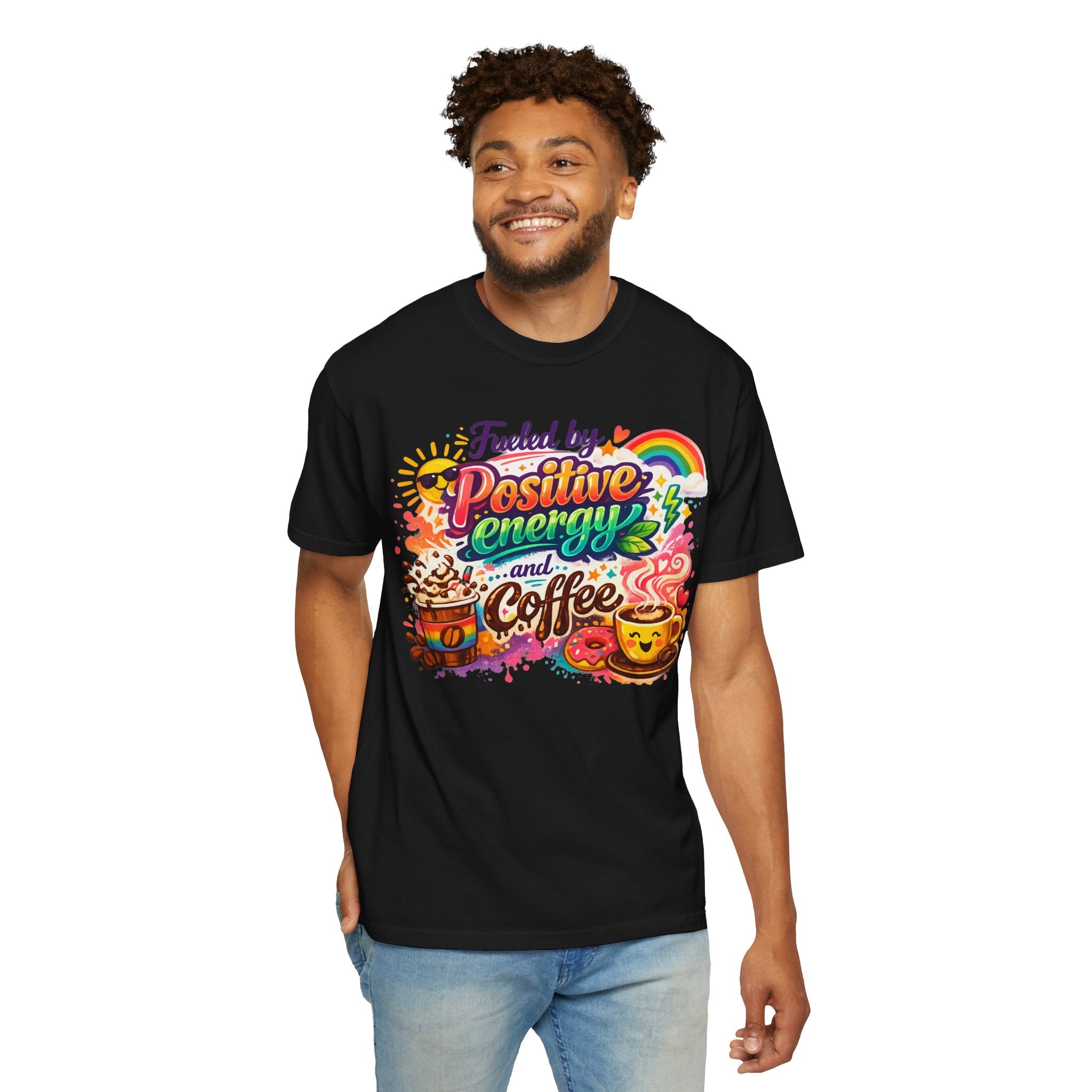 "The Caffeine-Induced Optimist" Unisex Garment-Dyed T-shirt