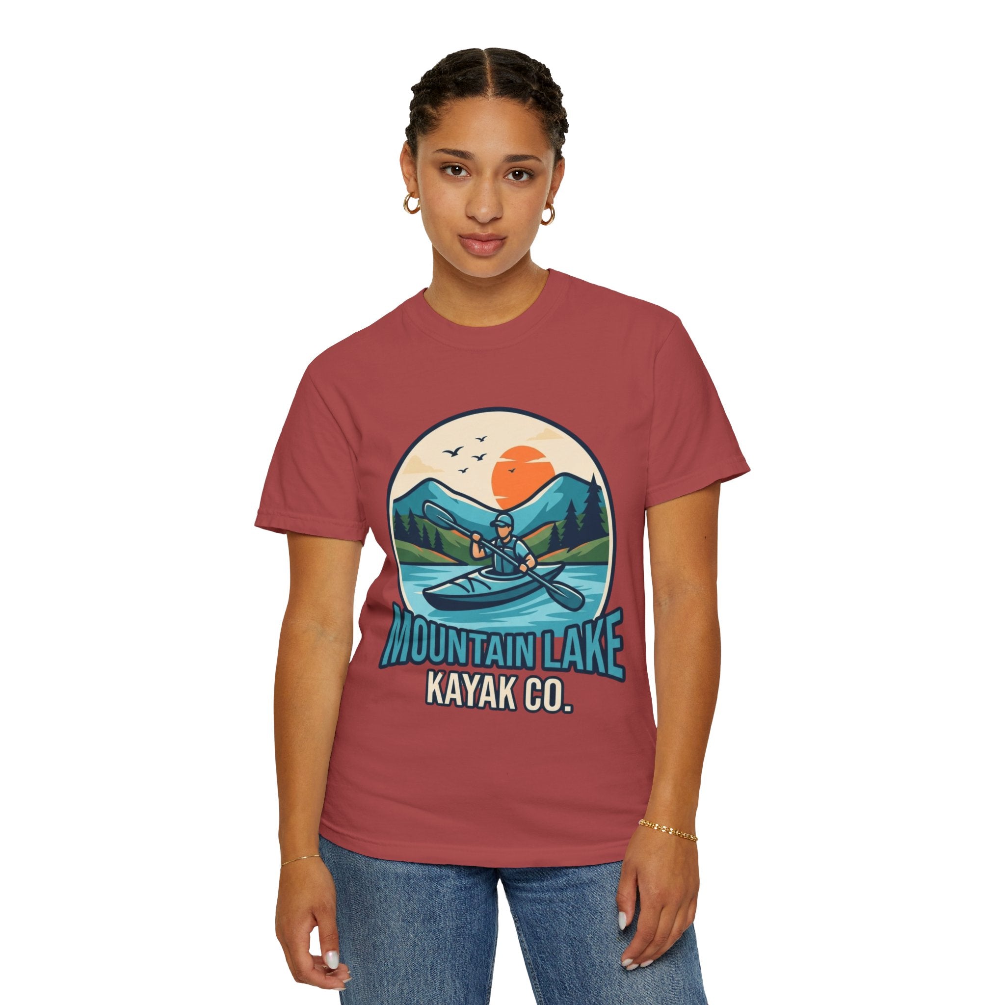 "Mountain Lake Kayak" Unisex Garment-Dyed Tee