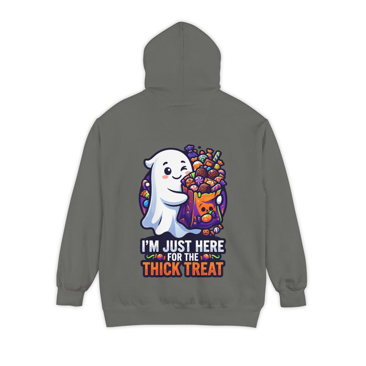 Color: Grey | I'm Just Here For The Thick Treat Garment-Dyed Hoodie