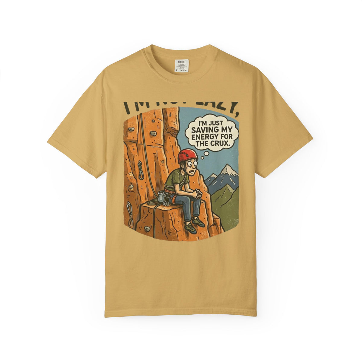 Color: Mustard | Saving Energy for the Crux Unisex Garment-Dyed Tee