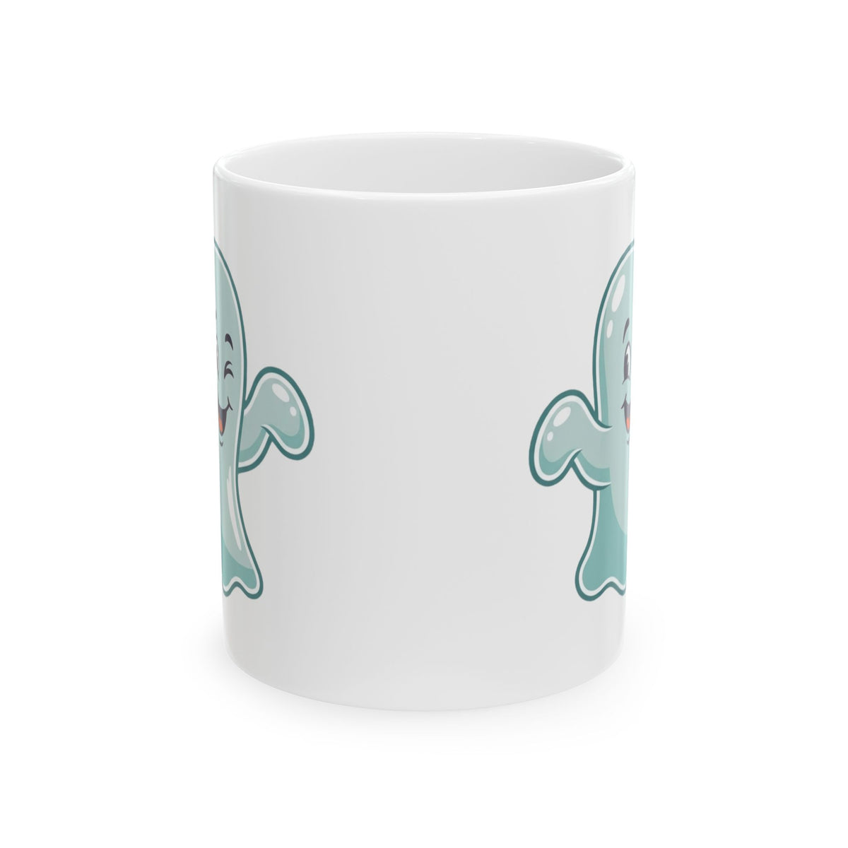 "Ghost Flakes" White Ceramic Mug — Graphic