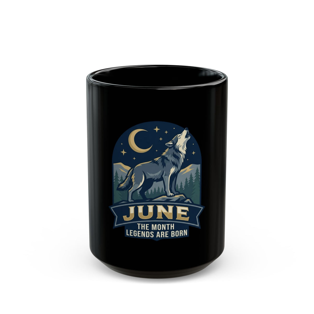 "June Legend" Black Ceramic Mug