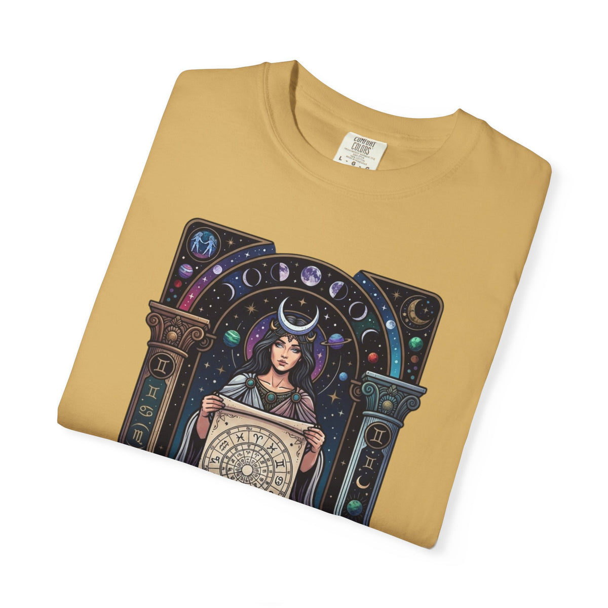 "The Cosmic Tarot (High Priestess)" Unisex Garment-Dyed Tee