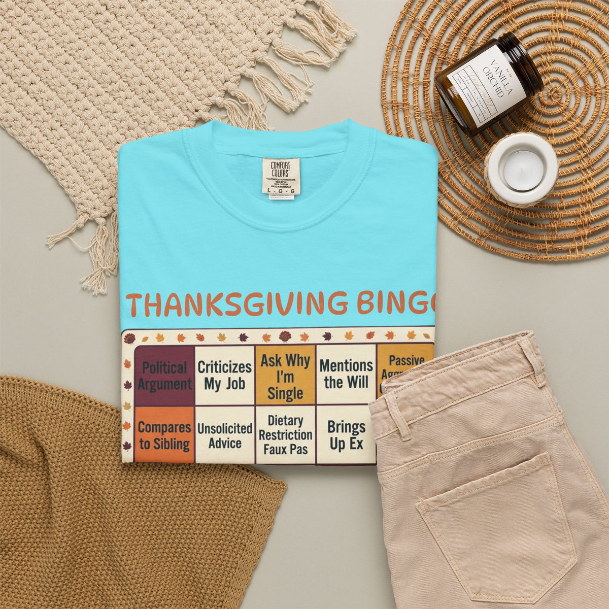 Thankgiving Bingo Unisex Garment-Dyed Tee