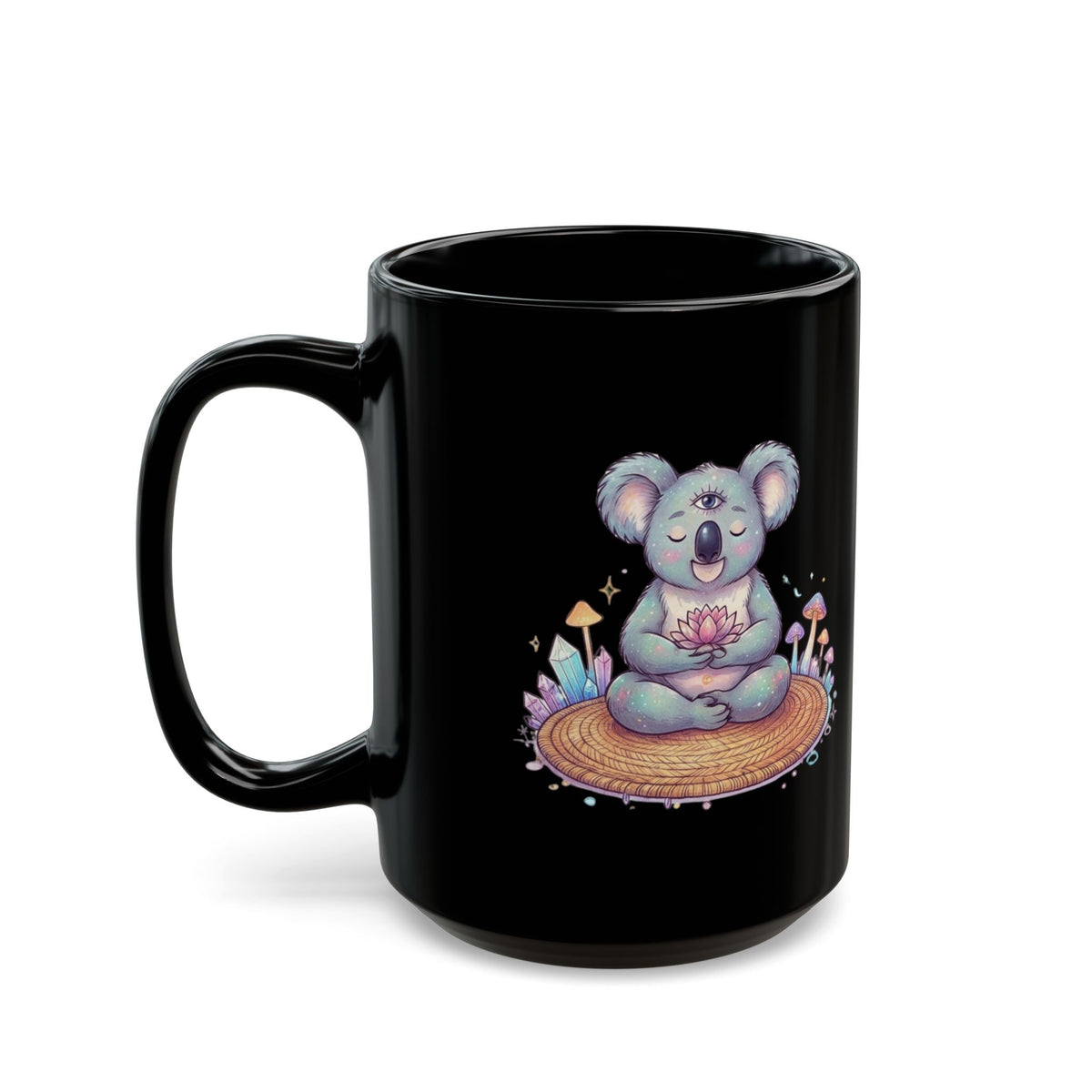 "Hippy Koala" Black Ceramic Mug