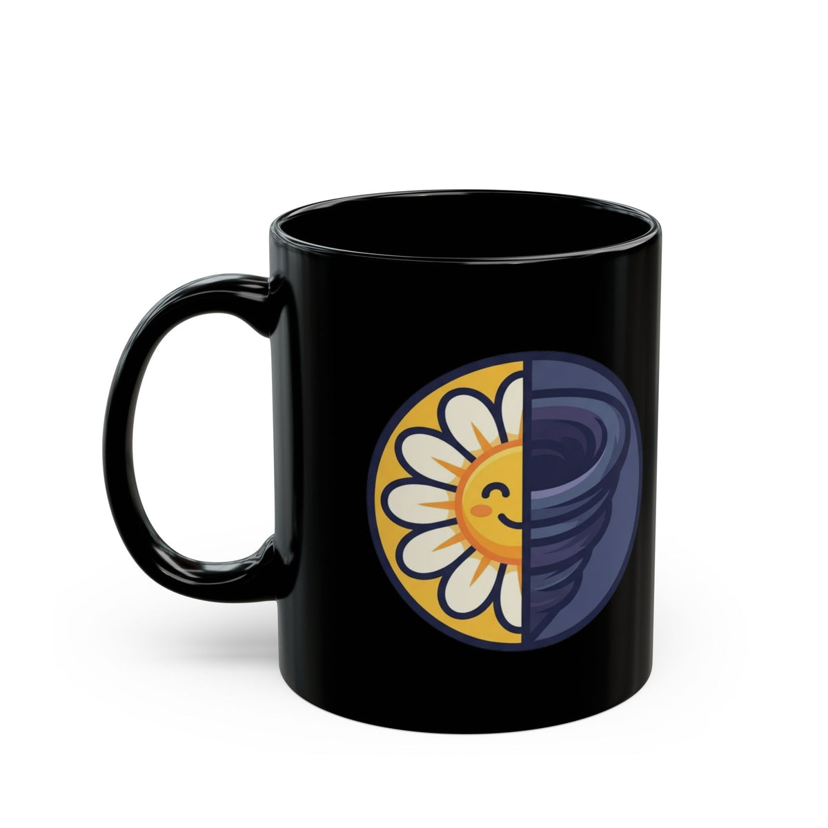 "Sunshine Mixed With A Little Hurricane" Black Ceramic Mug — Graphic