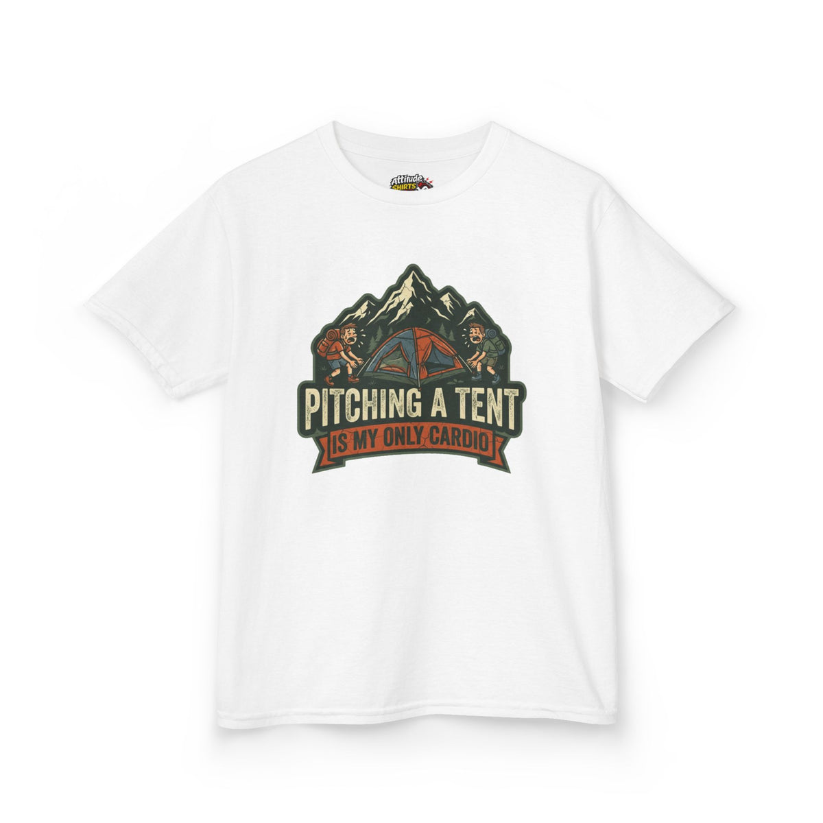 Color: White | Pitching A Tent Is My Only Cardio Kids Tee
