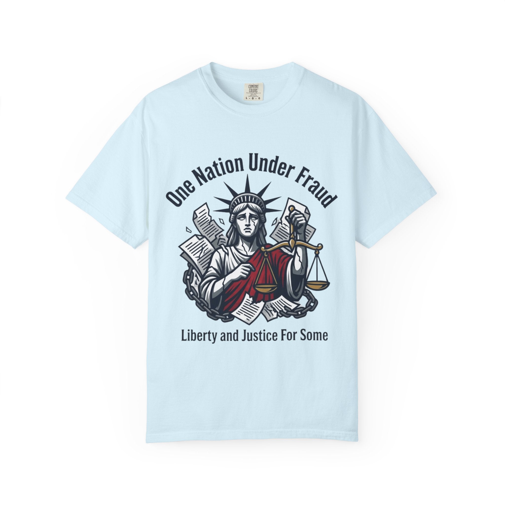 "One Nation Under Fraud" Unisex Garment-Dyed T-shirt