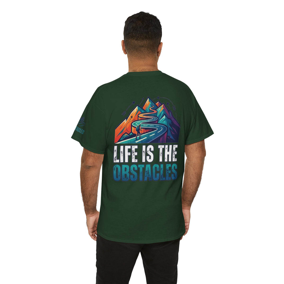 Color: Forest Green | Life Is The Obstacles Premium Graphic Tee