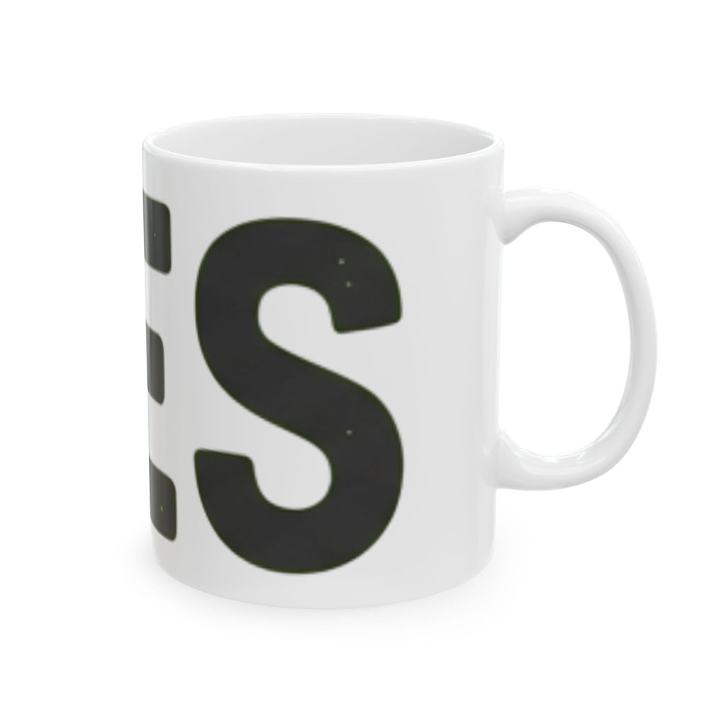 "Just Say Yes" White Ceramic Mug — Graphic