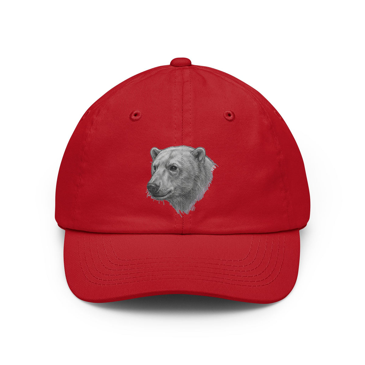 Color: Red | Pencil Sketch Art Polar Bear Dad Hat — Graphic