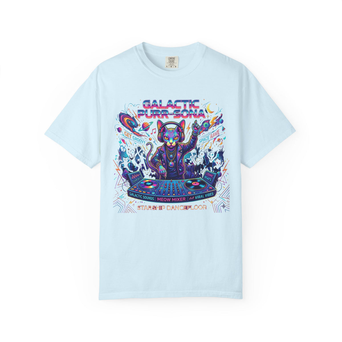 Color: Chambray | Galactic Purr-Sona Unisex Garment-Dyed Tee