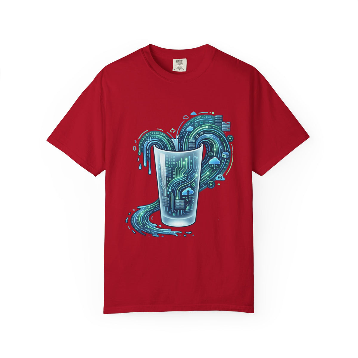Color: Red | Glass of Data Unisex Garment-Dyed T-shirt