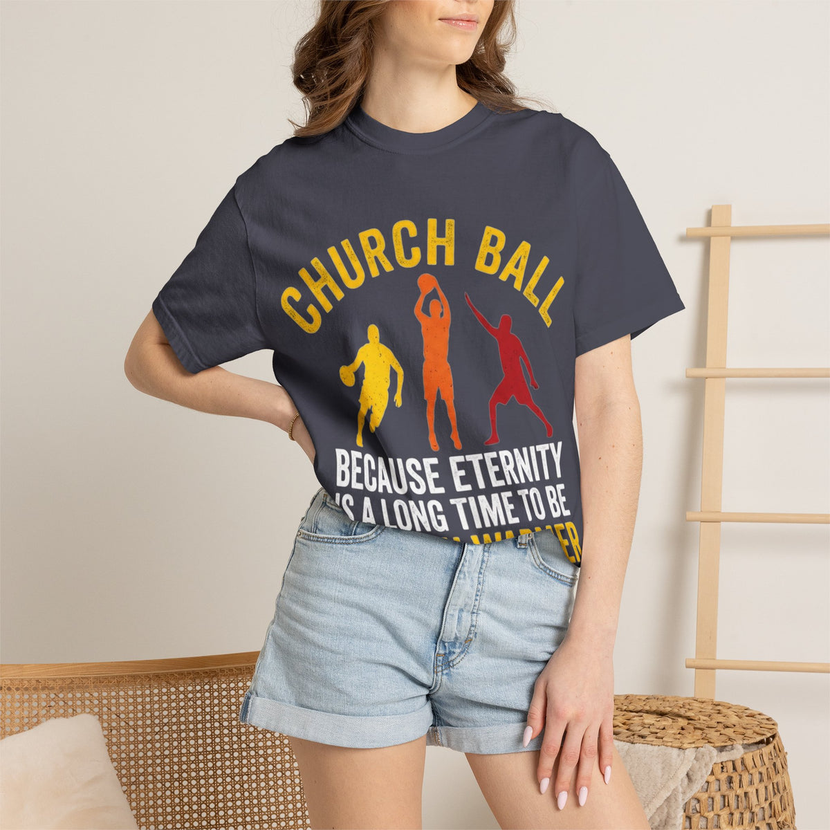 Color: Navy | Church Ball Bench Warmer Unisex Garment-Dyed T-shirt