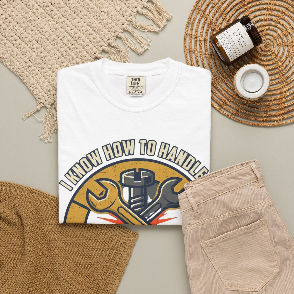 Color: White | Tight Screw and a Loose Nut Unisex Garment-Dyed Tee
