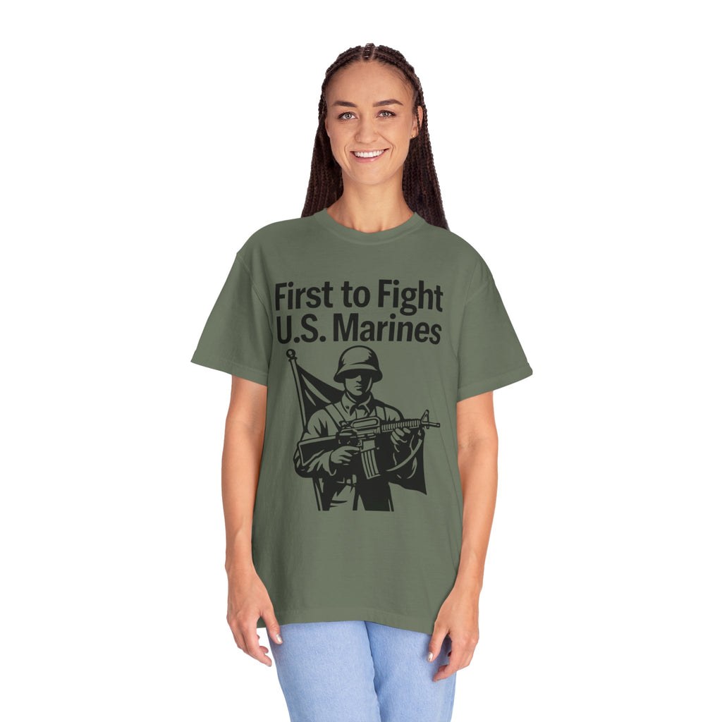 "First to Fight" Unisex Garment-Dyed T-shirt