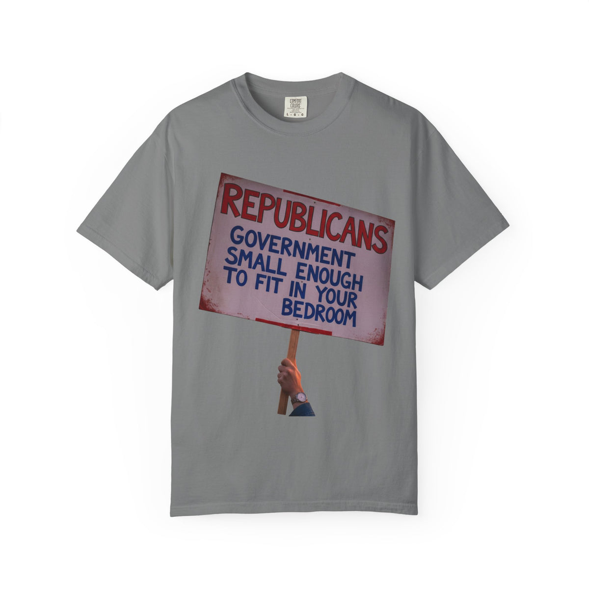Color: Grey | Small Government (In All the Wrong Places) Unisex Garment-Dyed T-shirt