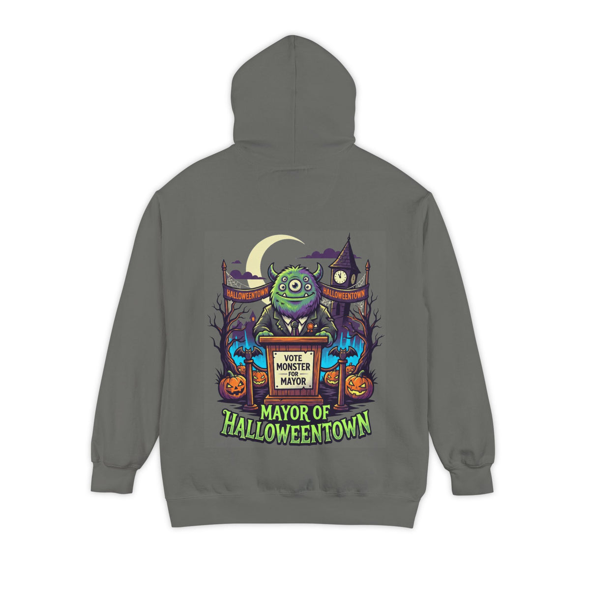 Color: Grey | Vote Monster For Mayor Garment-Dyed Hoodie
