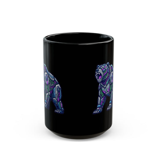 "Cyber Bear" Black Ceramic Mug